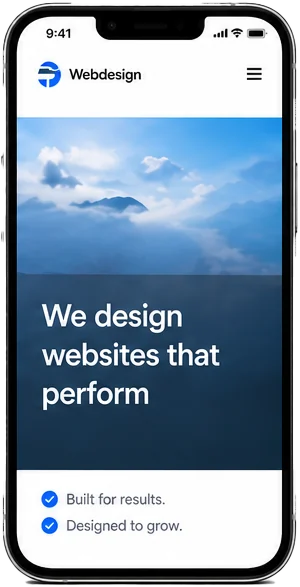 Two smartphones showing a clearly structured website